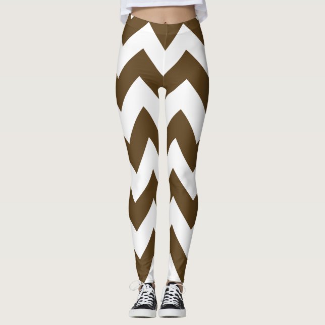 Pecan Neutral Chevrons Leggings (Front)