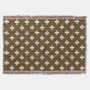 Pecan Neutral Fleur de Lys Throw Blanket