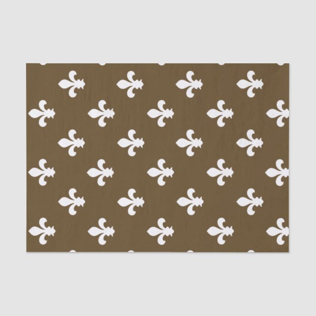 Pecan Neutral Fleur de Lys Tissue Paper (Front)