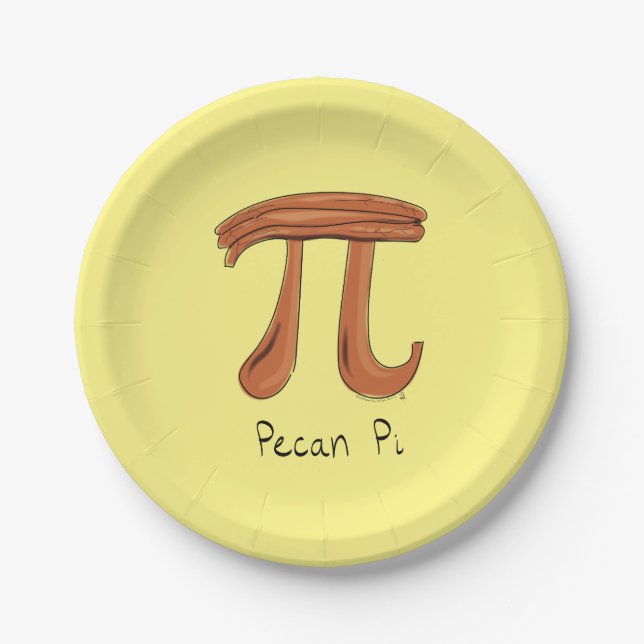 Pecan Pi Cute Math Pi Day Party Paper Plates (Front)