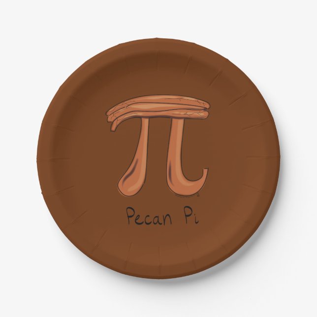 Pecan Pi Cute Math Pi Day Party Paper Plates (Front)