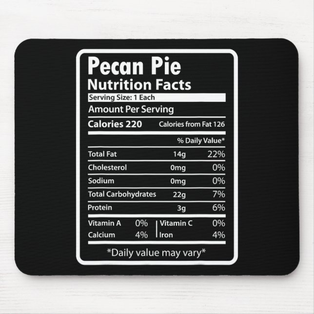 Pecan Pie Funny Nutrition Facts For Thanksgiving C Mouse Pad (Front)