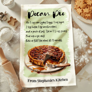 Pecan Pie Recipe Personalised Tea Towel