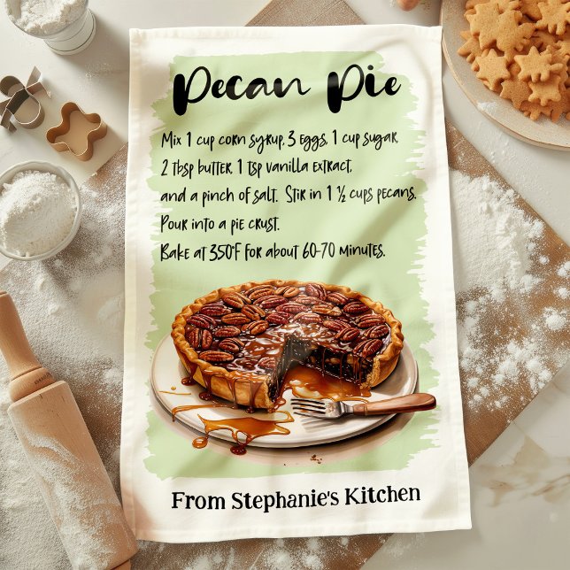 Pecan Pie Recipe Personalised Tea Towel (Creator Uploaded)