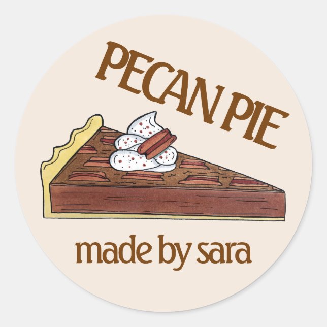 Pecan Pie Tart Southern Food Dessert Baked By Classic Round Sticker (Front)