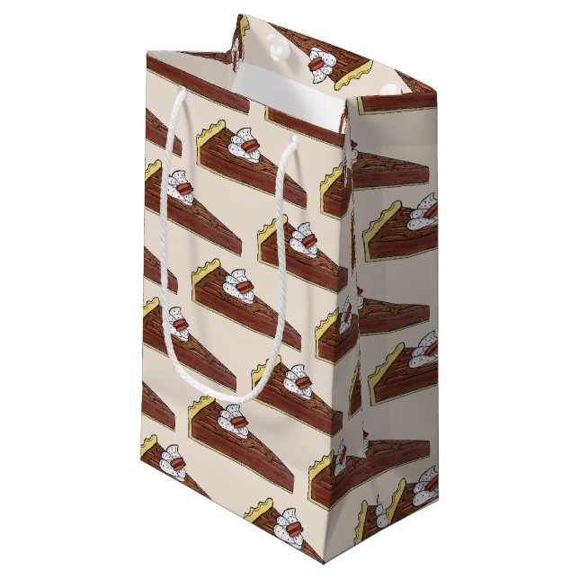 Pecan Pie Tart Southern Food Slice Dessert Foodie Small Gift Bag (Front Angled)