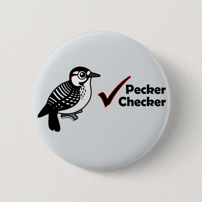 Pecker Chequered 6 Cm Round Badge (Front)