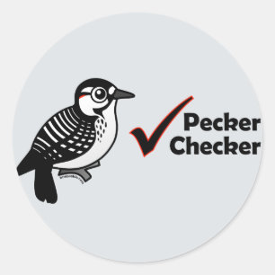 Pecker Chequered Classic Round Sticker