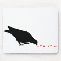pecking order. blackbird & red hearts.