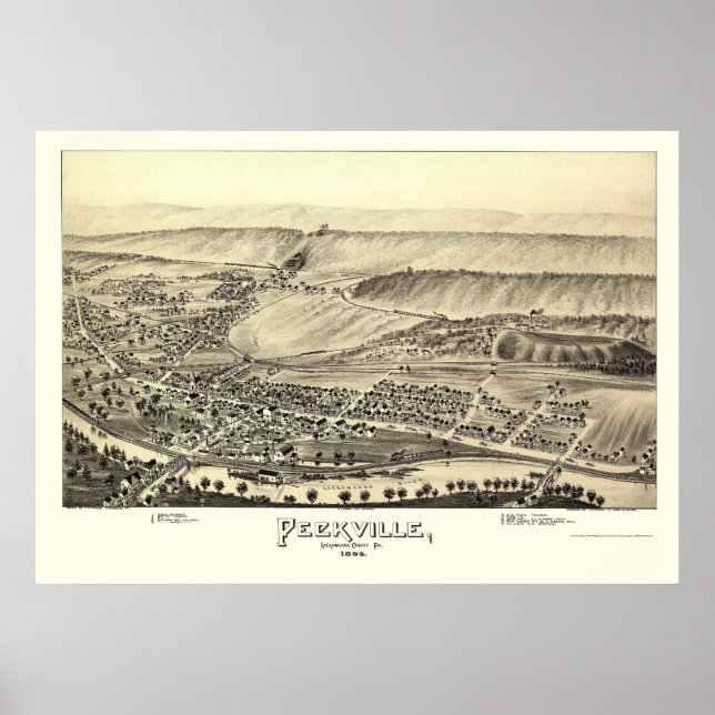 Peckville, PA Panoramic Map - 1892 Poster (Front)