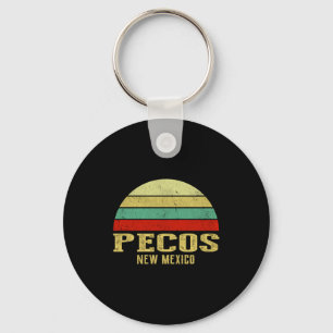 Pecos New Mexico Vintage Retro Sunset _1  Key Ring
