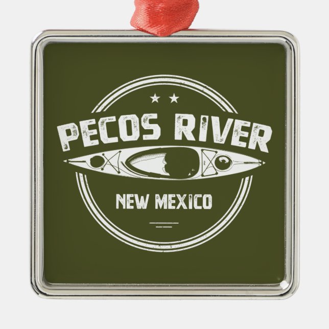 Pecos River New Mexico Kayaking Metal Tree Decoration (Front)