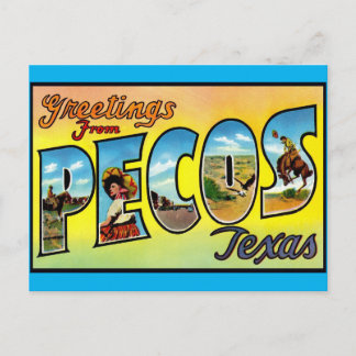 Pecos, Texas Greetings Vintage Travel Postcard