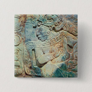 Pectoral of the King and a courtier from Tikal 15 Cm Square Badge