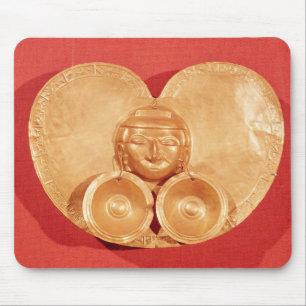 Pectoral with a human face wearing earrings mouse pad