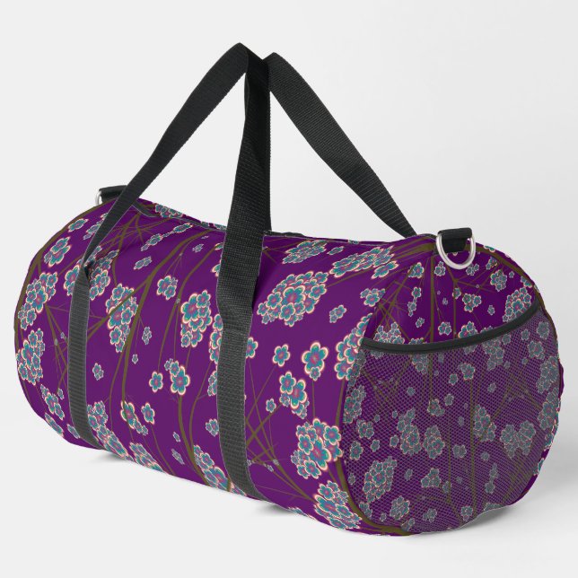 Peculiar Branches Amethyst Large Duffel Bag (Right Corner)