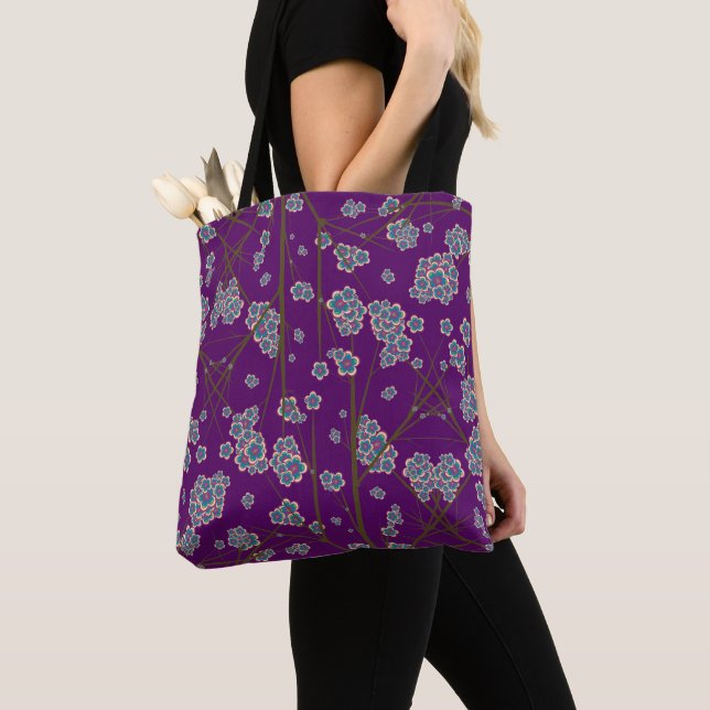 Peculiar Branches Amethyst Shoulder Tote (2 Sizes) Bag (Close Up)
