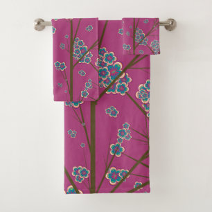 Peculiar Branches Boysenberry Bath Towel Set