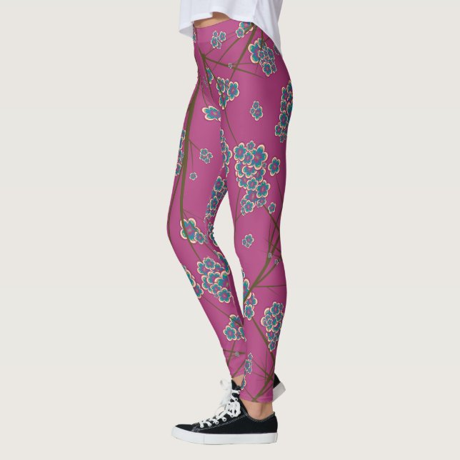 Peculiar Branches Boysenberry Leggings (Left)