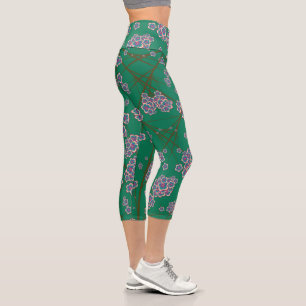 Peculiar Branches High Waisted Capri Leggings