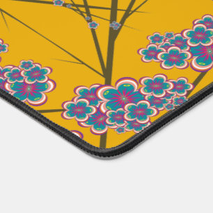 Peculiar Branches Mustard Desk Mat