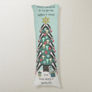 Peculiar Penguins Funny Christmas Tree Personalise Body Cushion