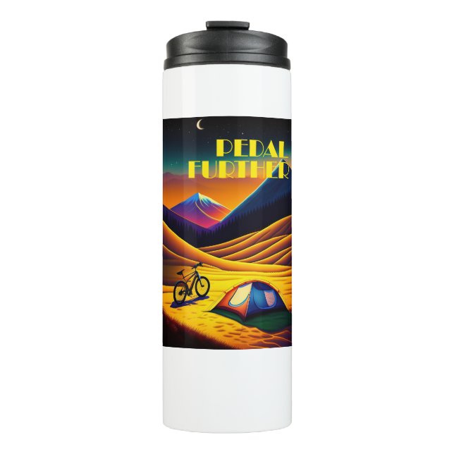 Pedal Further Bikepacking Mountains Thermal Tumbler (Front)