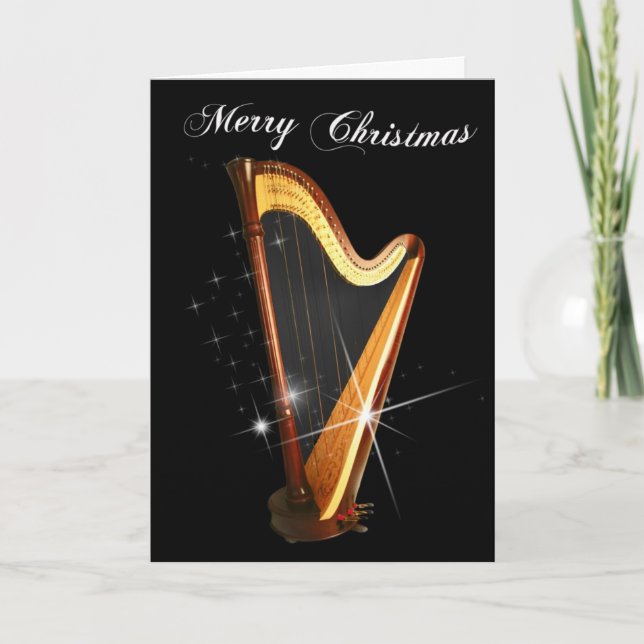Pedal Harp Christmas Card (Front)