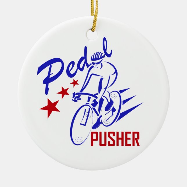 Pedal Pusher Ceramic Tree Decoration (Front)