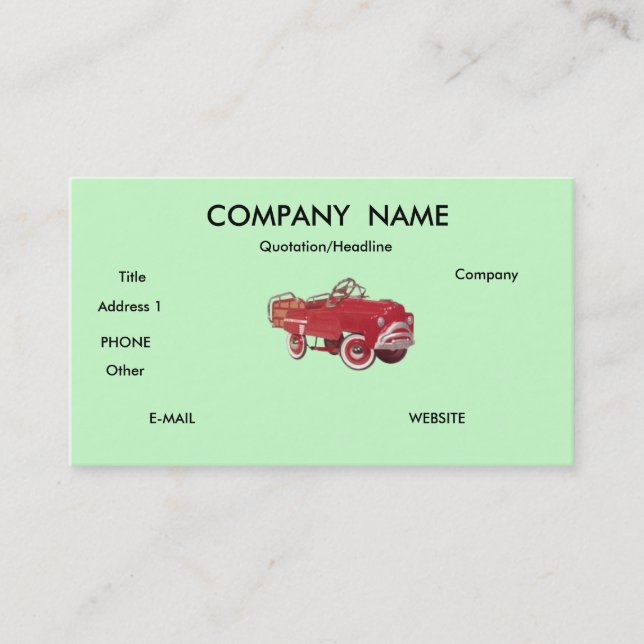 Pedalcar business cards (Front)