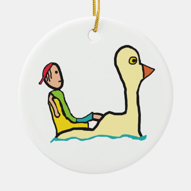 Pedalo Tourist Paddle Boat Ceramic Tree Decoration (Front)