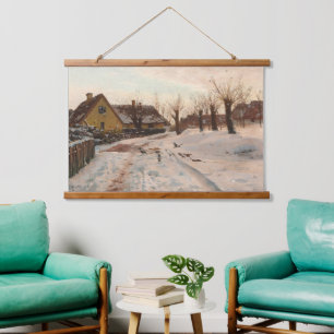 Peder Mønsted  Vintage 1915 Winter Landscape Hanging Tapestry