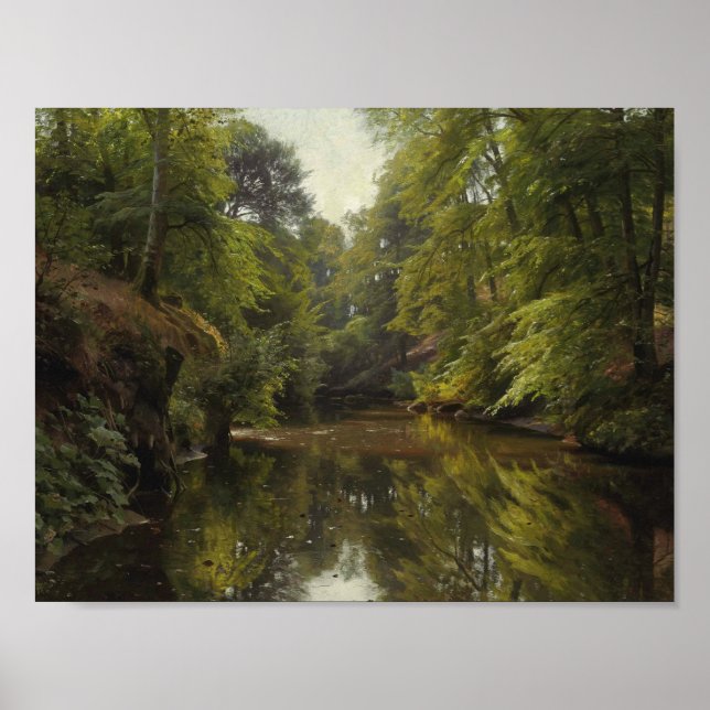 Peder Monsted - Wooded River Landscape Poster (Front)