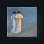 Peder Severin Kroyer - Anna Ancher & Marie Kroyer 15 Cm Square Badge<br><div class="desc">Anna Ancher and Marie Kroyer on the beach at Skagen - Peder Severin Kroyer,  1893</div>
