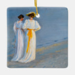 Peder Severin Kroyer - Anna Ancher & Marie Kroyer Ceramic Ornament<br><div class="desc">Anna Ancher and Marie Kroyer on the beach at Skagen - Peder Severin Kroyer,  1893</div>