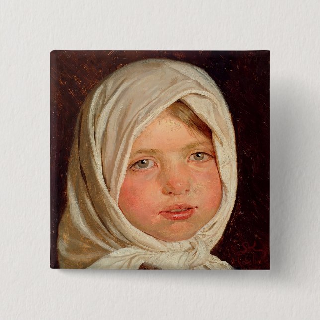 Peder Severin Kroyer - Little girl from Hornbaek 15 Cm Square Badge (Front)