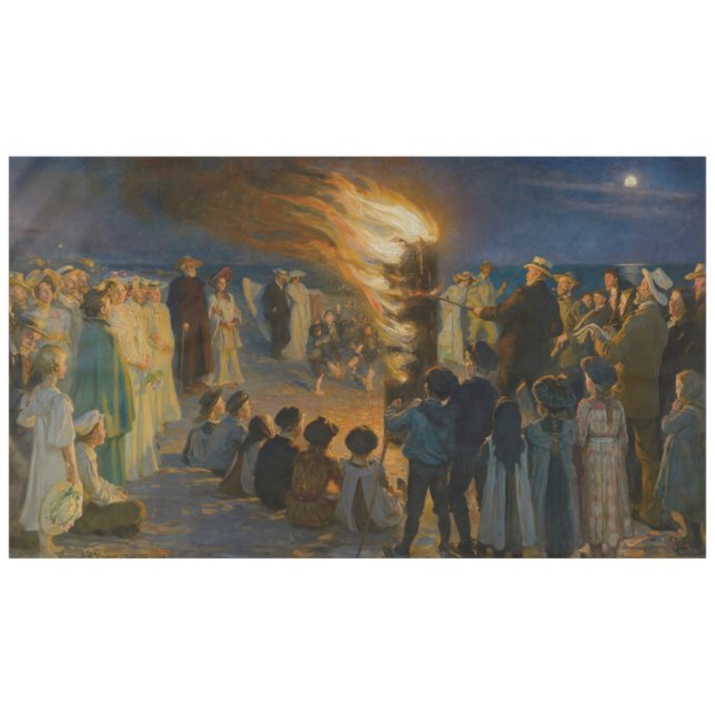 Peder Severin Kroyer - Midsummer's Eve Bonfire Tablecloth (Front (Horizontal))