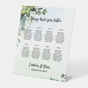Pedestal 8 Table Wedding Seating Chart Greenery P Sign
