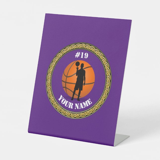 Pedestal Sig Basketball Player - Add Name & Number Sign (Front)