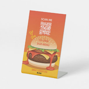 Pedestal Sign – Burger QR Menu Display