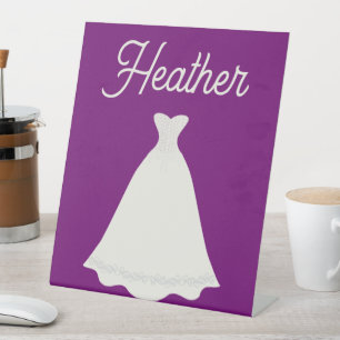 Pedestal Sign - Hers Bride Dress - Add Name