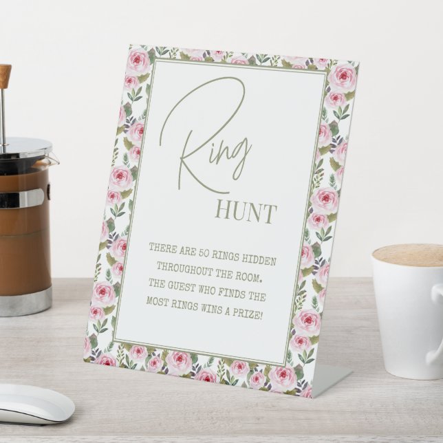 Pedestal Sign Ring Hunt Bridal Shower. (In SItu)