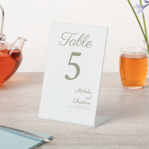 Pedestal sign table number for a modern wedding.