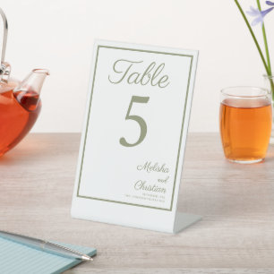 Pedestal sign table number for a modern wedding.