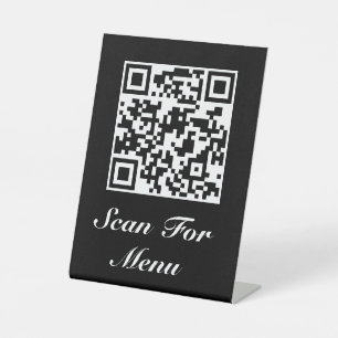 Pedestal Sign Your QR Code Menu and/or Logo Black