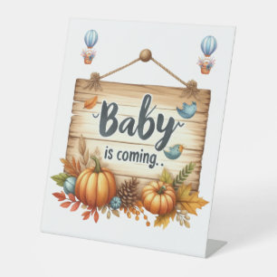 Pedestal Table Sign-Autumn Baby Shower Pedestal Sign