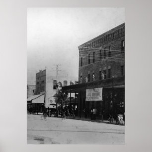 Pedestrians, cyclists, and horse-carriages poster