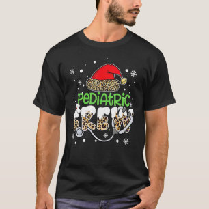 Pediatric Crew Leopard Santa Hat Stethoscope Nurse T-Shirt