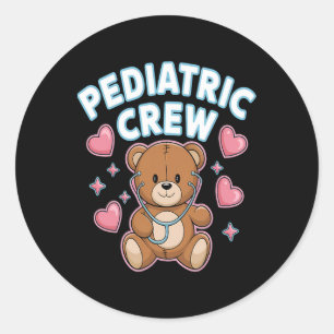 Pediatric Crew Nurse Bear Heart Stethoscope Peds 1 Classic Round Sticker