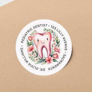 Pediatric Dentist Blush Watercolor  Classic Round Sticker